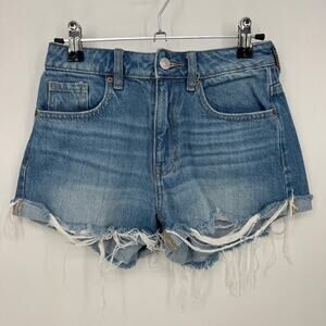 PACSUN Denim Mom Shorts Blue Size 24 Ripped Frayed Hem Cuffed